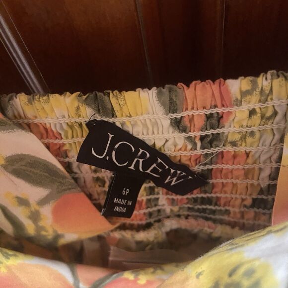 J. Crew Square-neck Midi Dress 100% Cotton Poplin Sundress Peach Pattern Size 6P - Picture 5 of 15